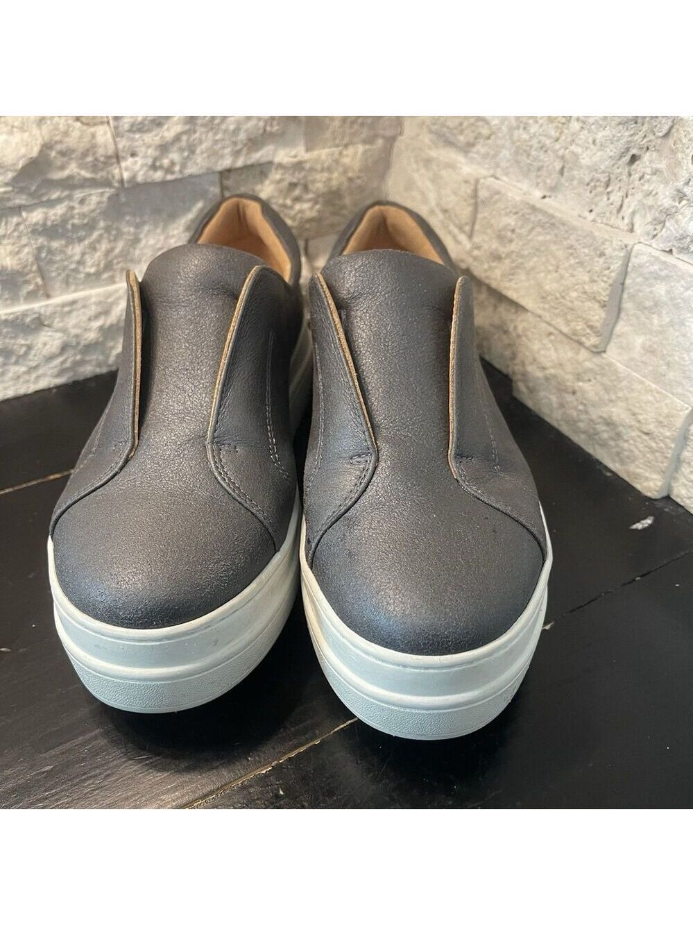 J/Slides NYC Women's Dark Grey Suede Noel Platform Sneaker Size 6 M Slip On